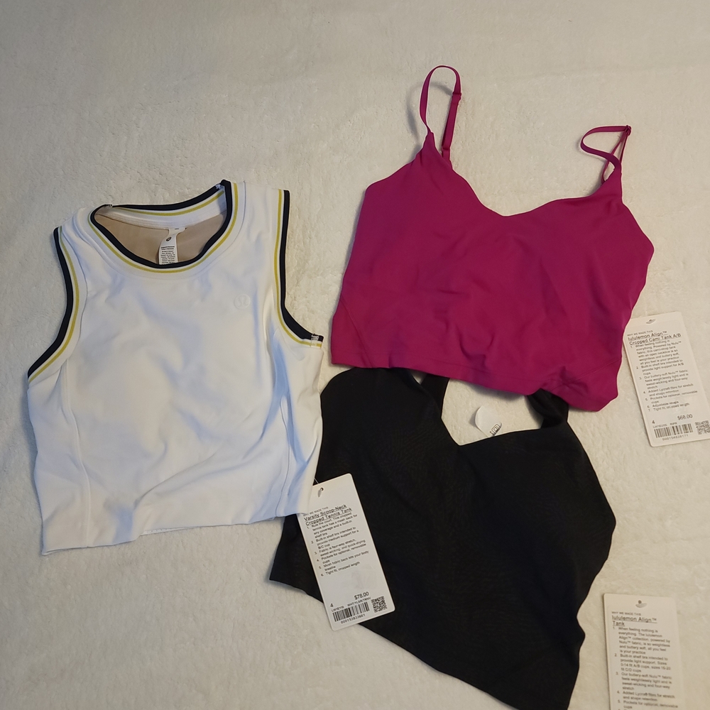 lululemon athletica White, Pink, and Black Crop Tops